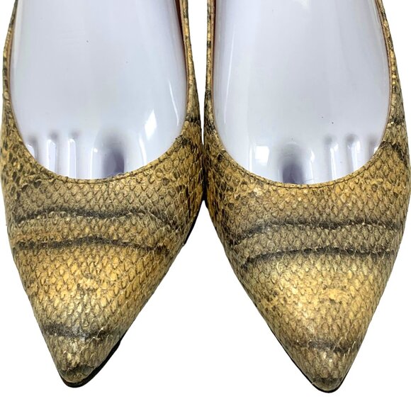 Stuart Weitzman Reptile Embossed Leather Slingback‎ Kitten Heels - Picture 6 of 14